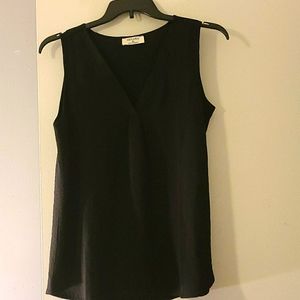 Silky black, v neck top